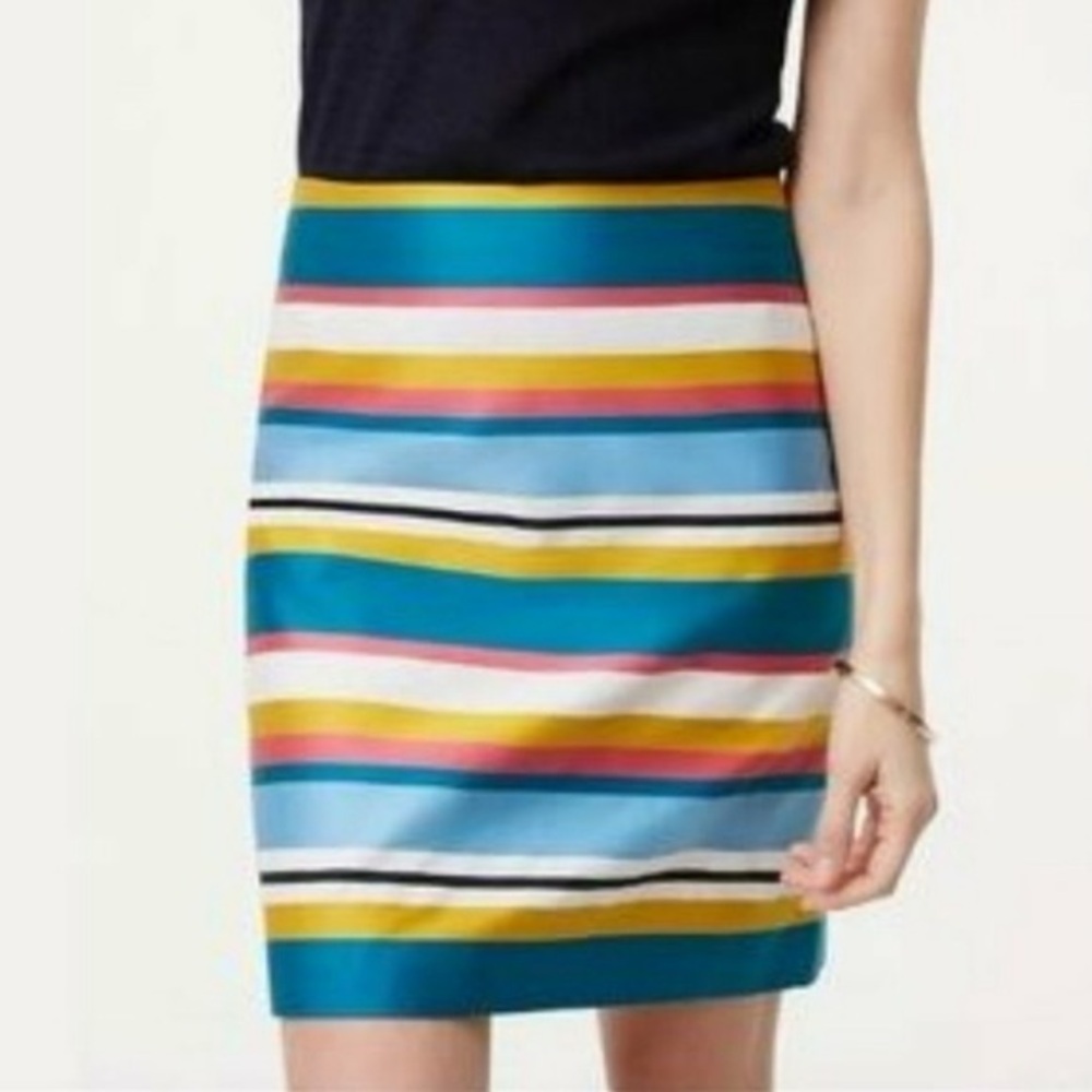 LOFT Ann Taylor Striped Multi Color Pencil Skirt Women’s Sz 8